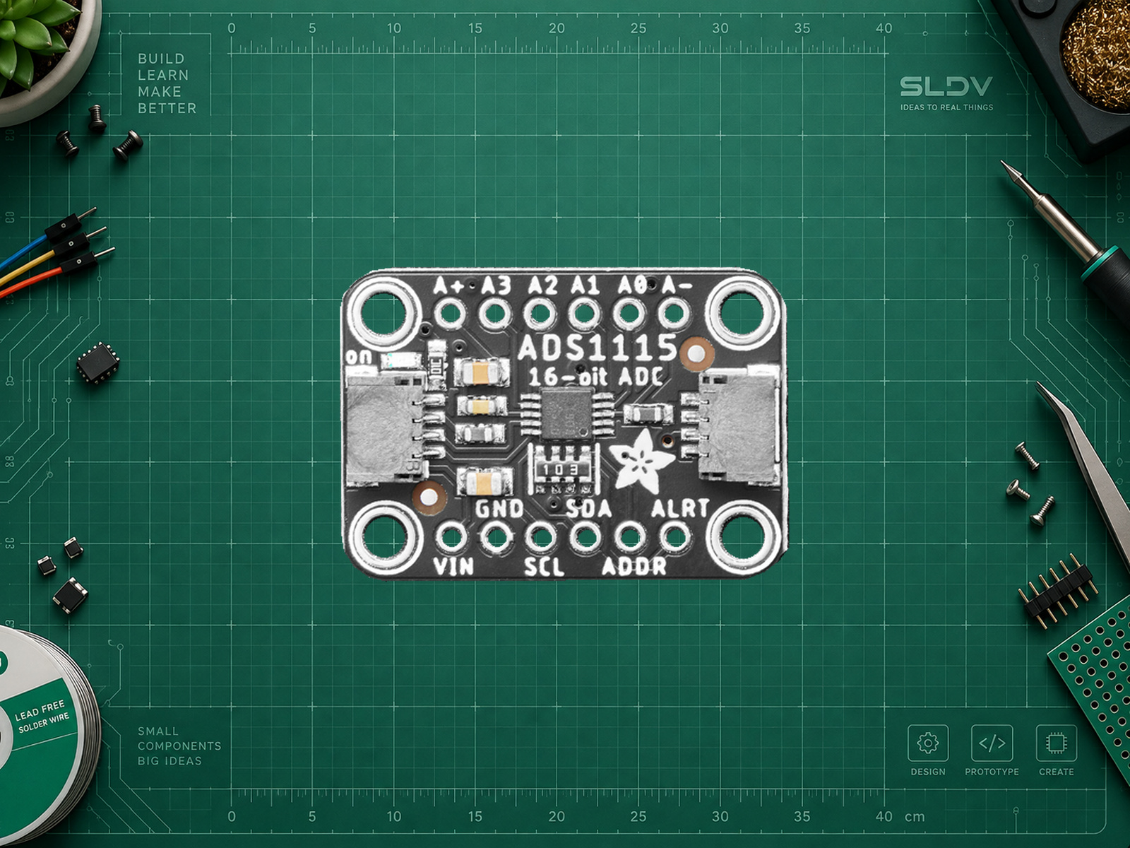 Adafruit ADS1115 PID 1085 STEMMA QT, сторона компонентов
