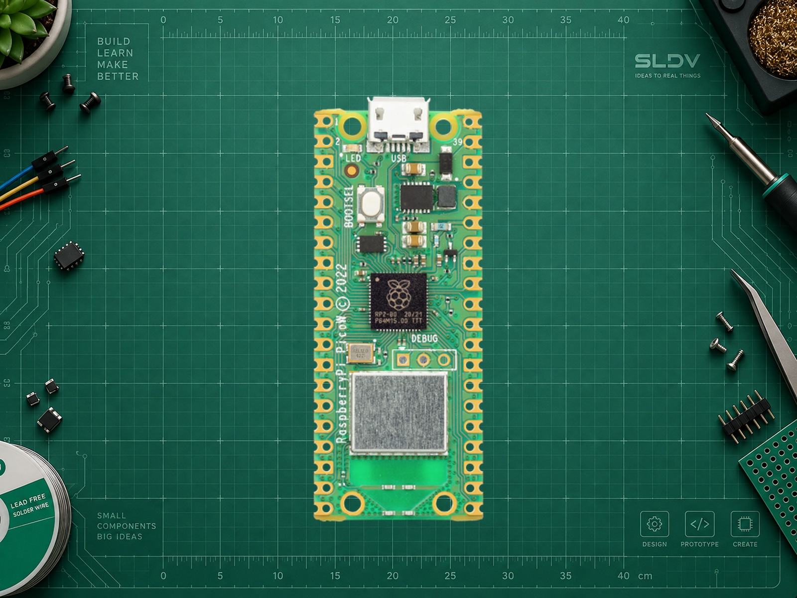 Raspberry Pi Pico W первого поколения на RP2040 с CYW43439, без припаянных штырей