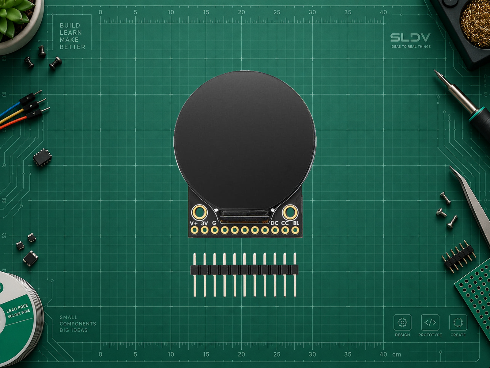 Круглый TFT Adafruit 6178 GC9A01A 1,28″ с отдельной гребёнкой