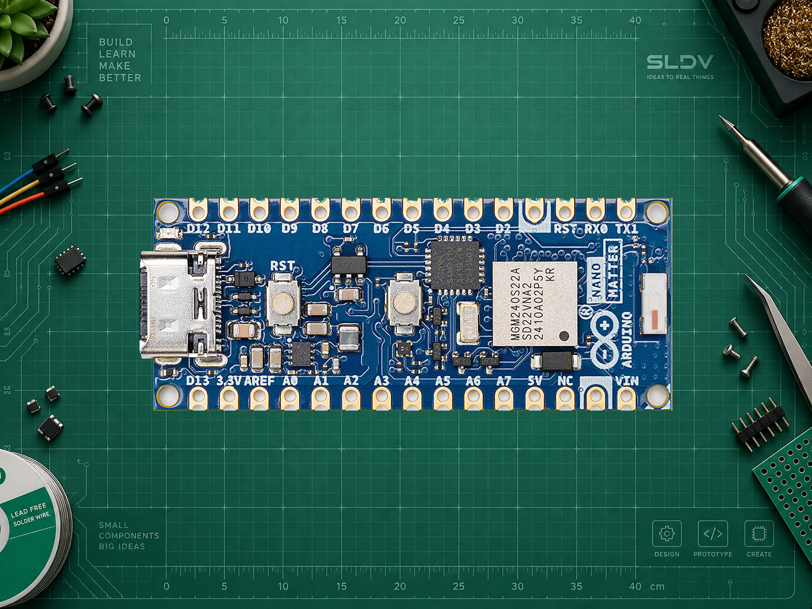 Arduino Nano Matter — реальная плата Arduino, вид целиком