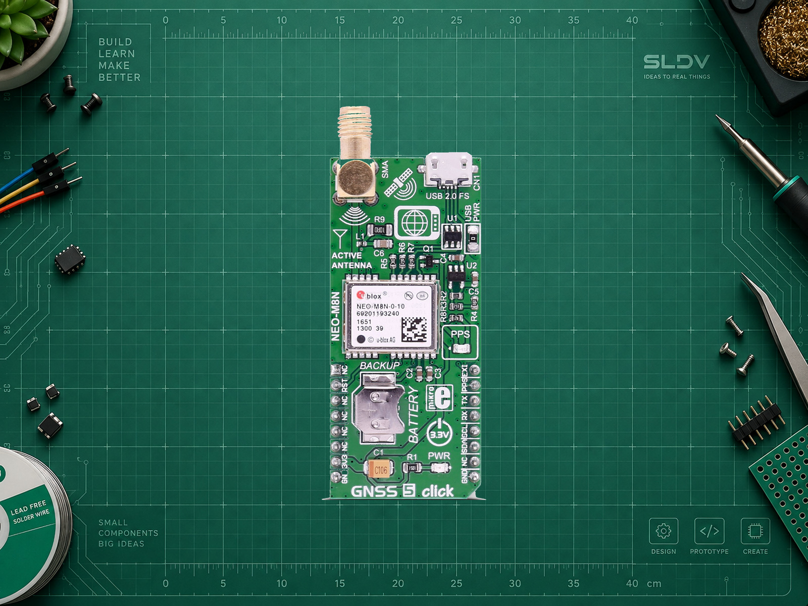 MikroE GNSS 5 click с модулем u-blox NEO-M8N-0-10