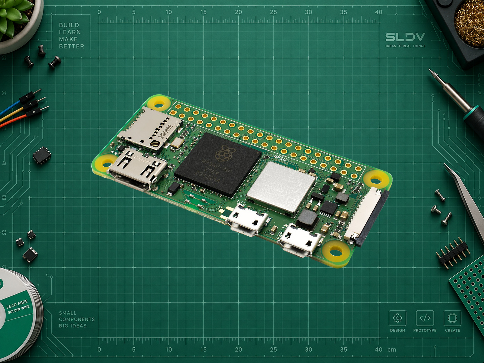 Raspberry Pi Zero 2 W с RP3A0, вид под углом