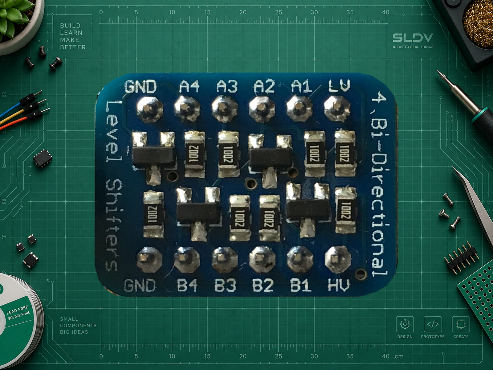 Преобразователь уровней Adafruit 757 BSS138, видимая сторона платы из проекта