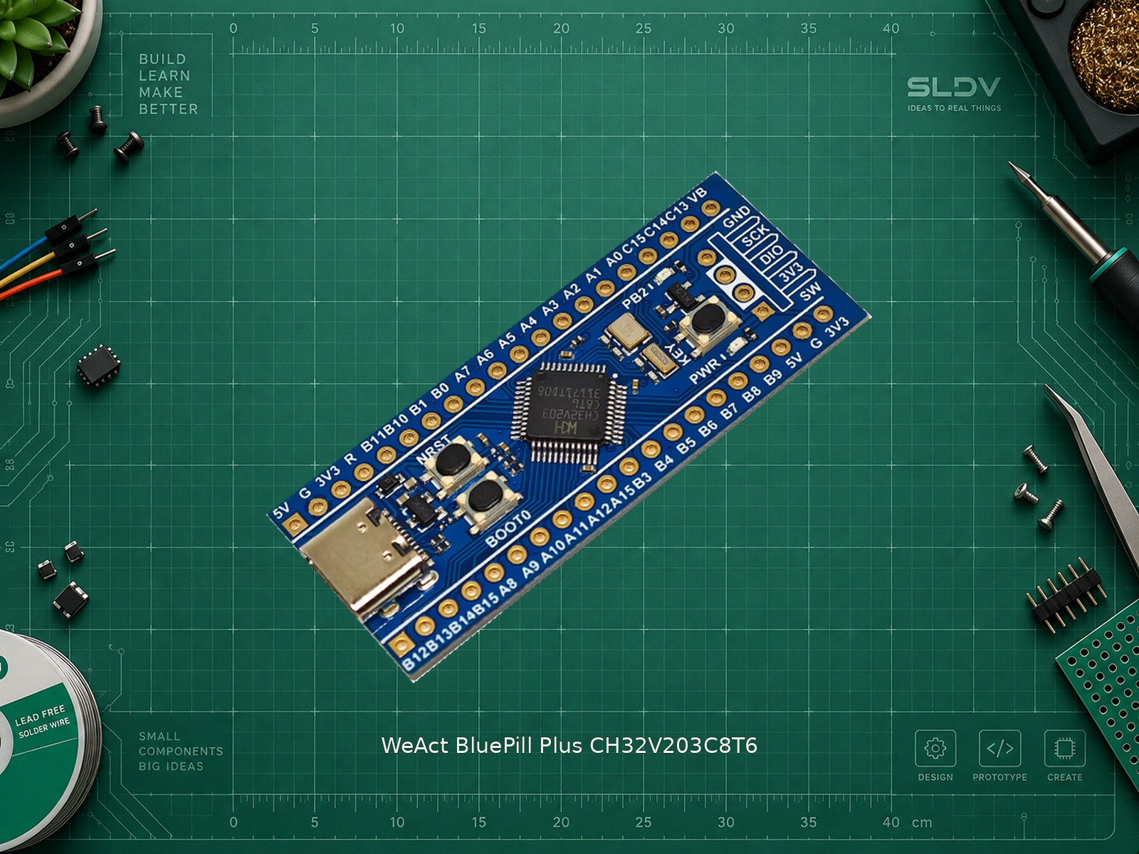 WeAct BluePill Plus CH32V203C8T6 — реальная плата