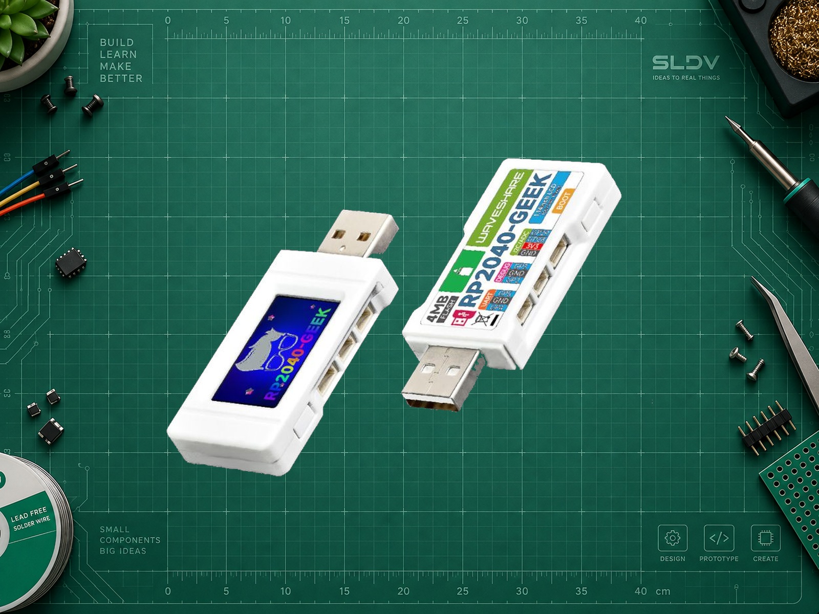 Waveshare RP2040-GEEK — реальные виды корпуса с экраном и разъёмами