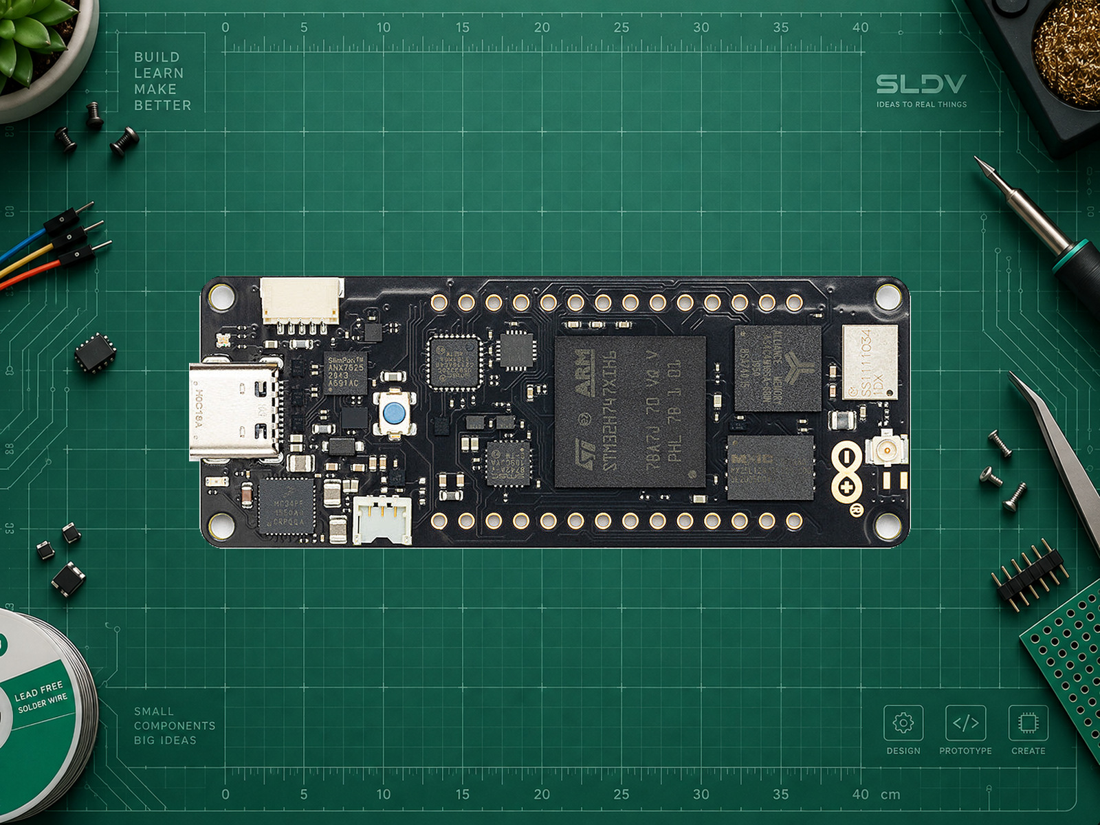 Arduino Portenta H7 — реальная плата Arduino, вид целиком