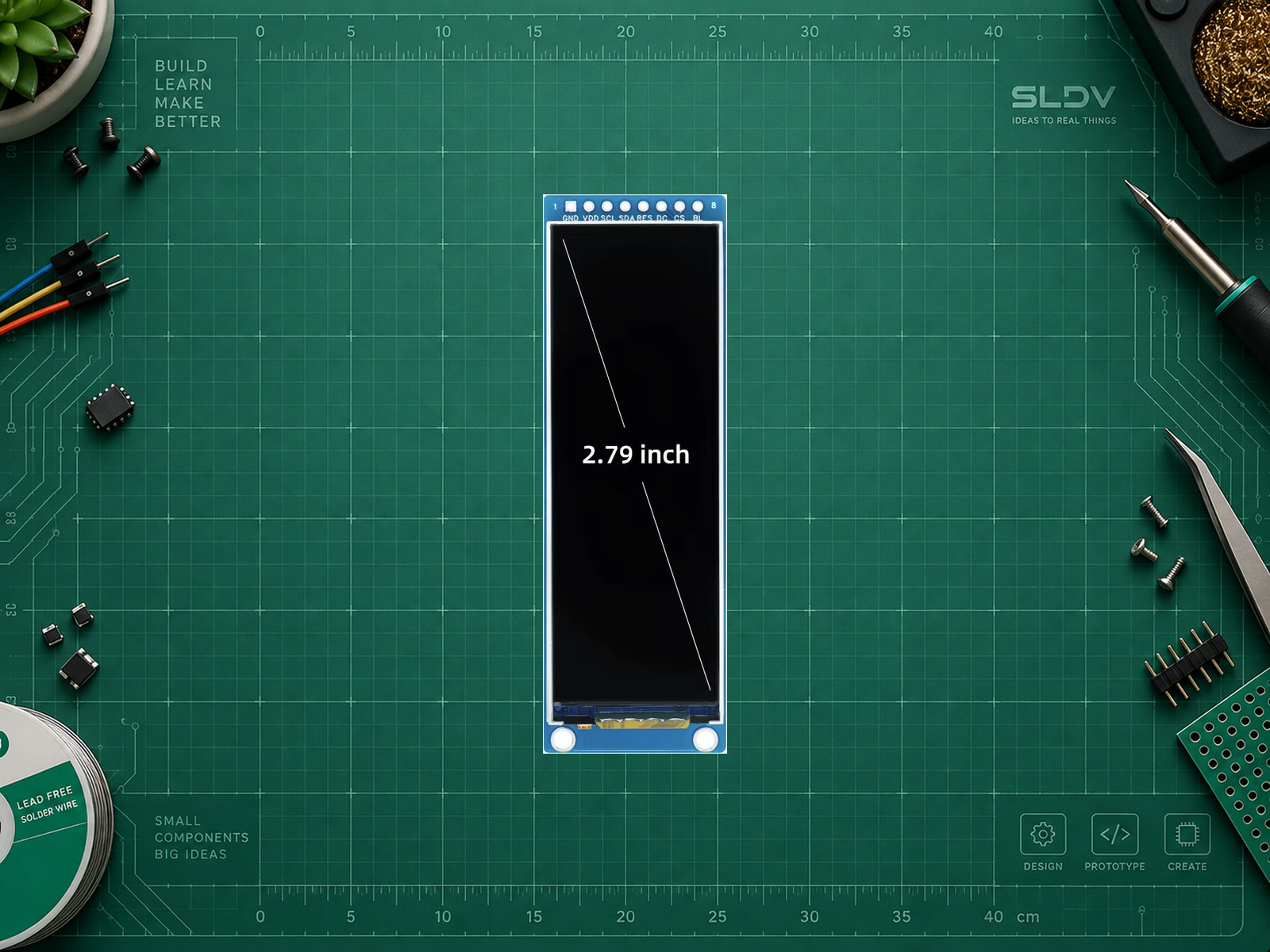 TFT 2.79″ NV3007 · 142×428 — реальный вид платы спереди.