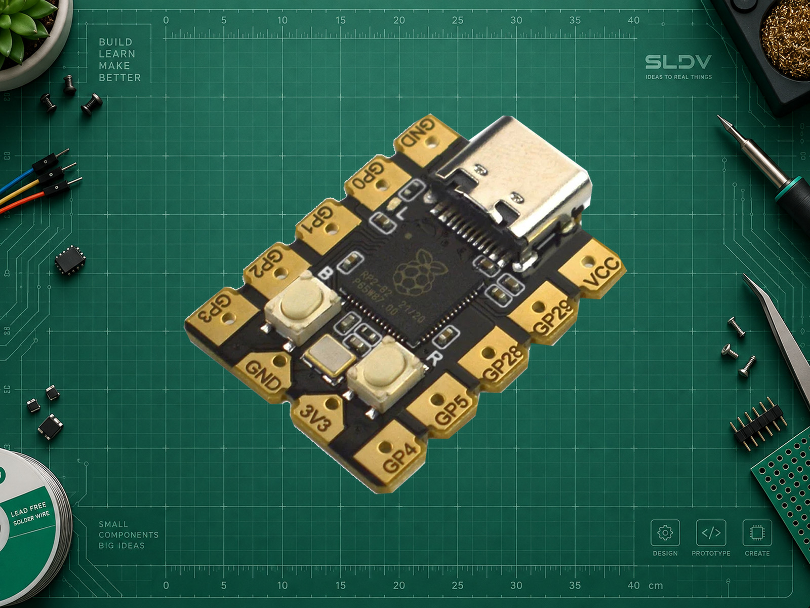 DFRobot Beetle RP2040 DFR0959 — реальная плата, вид спереди