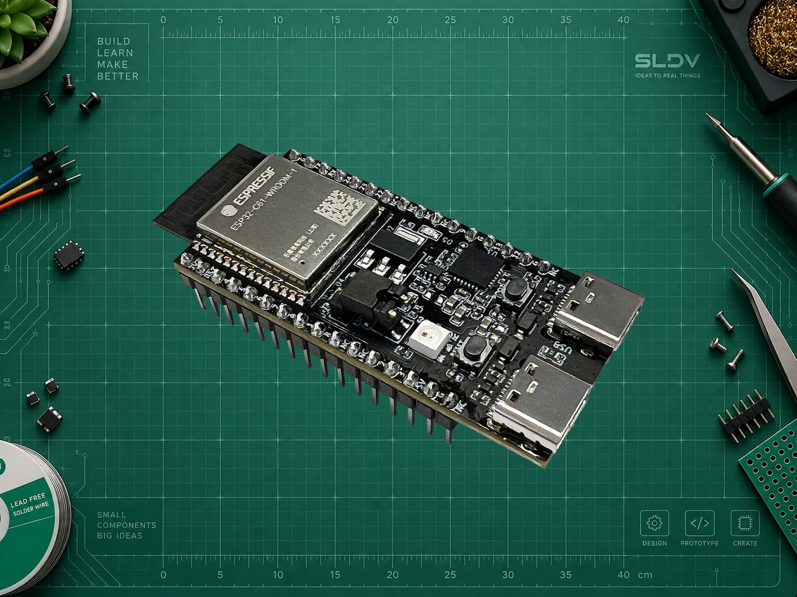 Espressif ESP32-C61-DevKitC-1 — настоящая фотография образца семейства из документации производителя; ревизию поставляемой N8R2 проверять отдельно