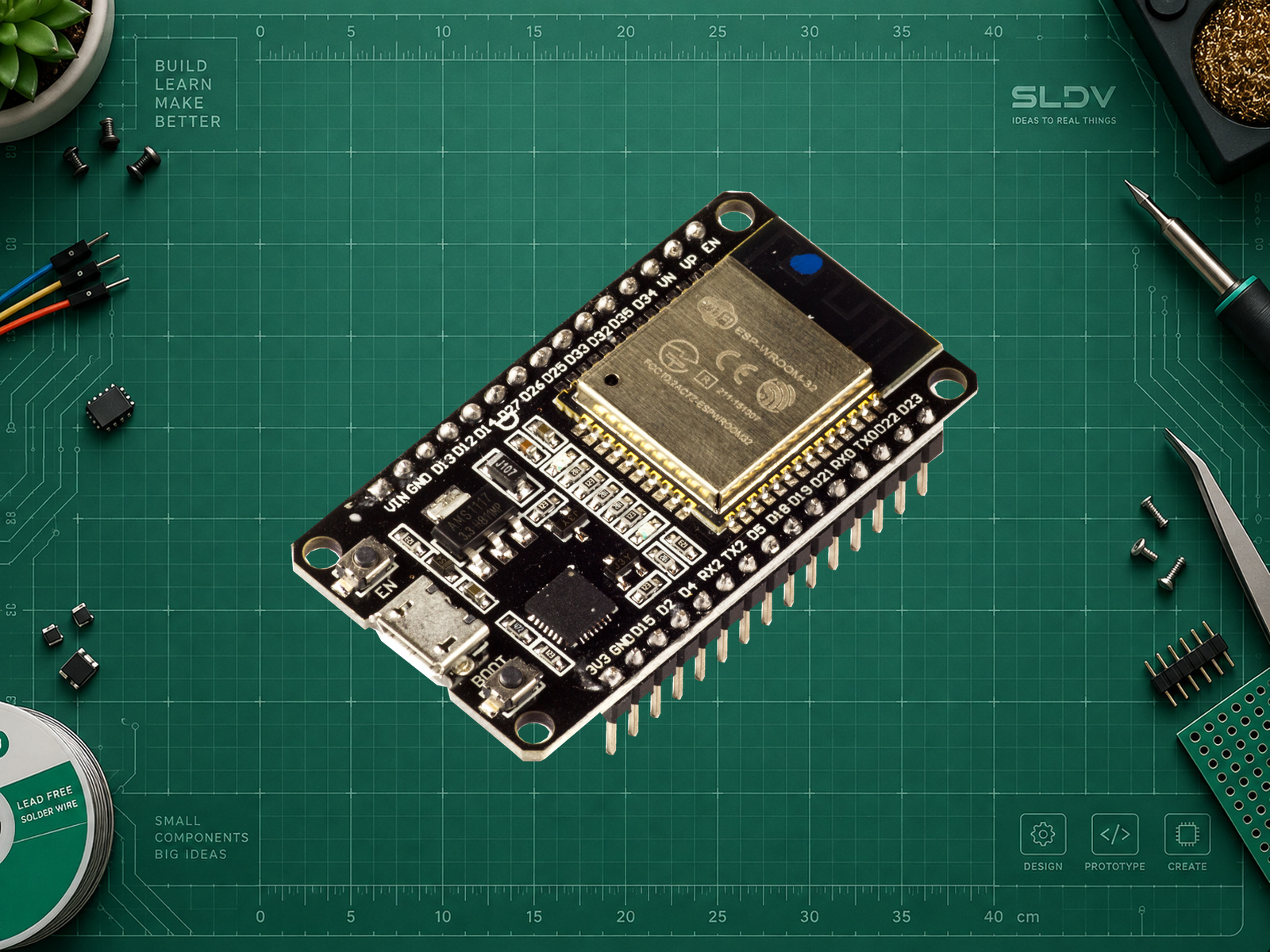 30-контактная ESP32 DevKit V1 с ESP-WROOM-32 и Micro-USB