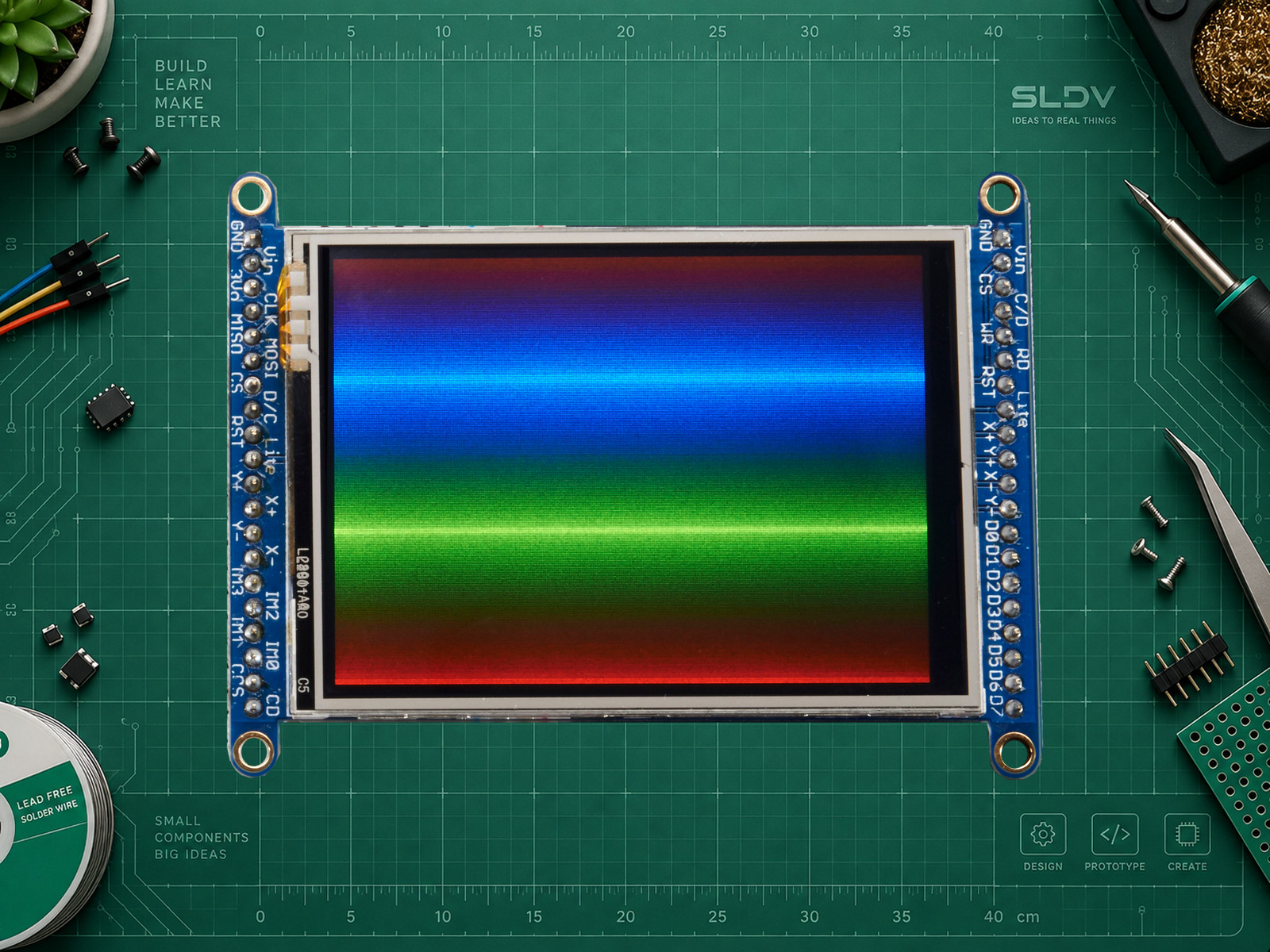Adafruit 1770 ILI9341, 2,8 дюйма: лицевая сторона с тестовым изображением
