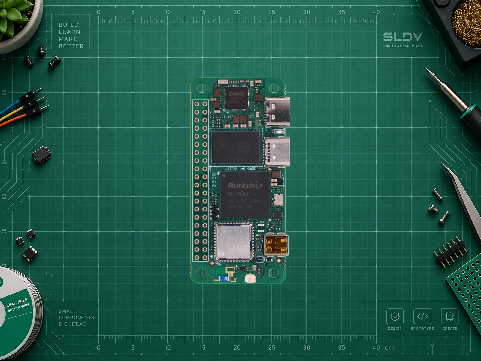 Radxa ZERO 3W V1.11, лицевая сторона без припаянной гребёнки