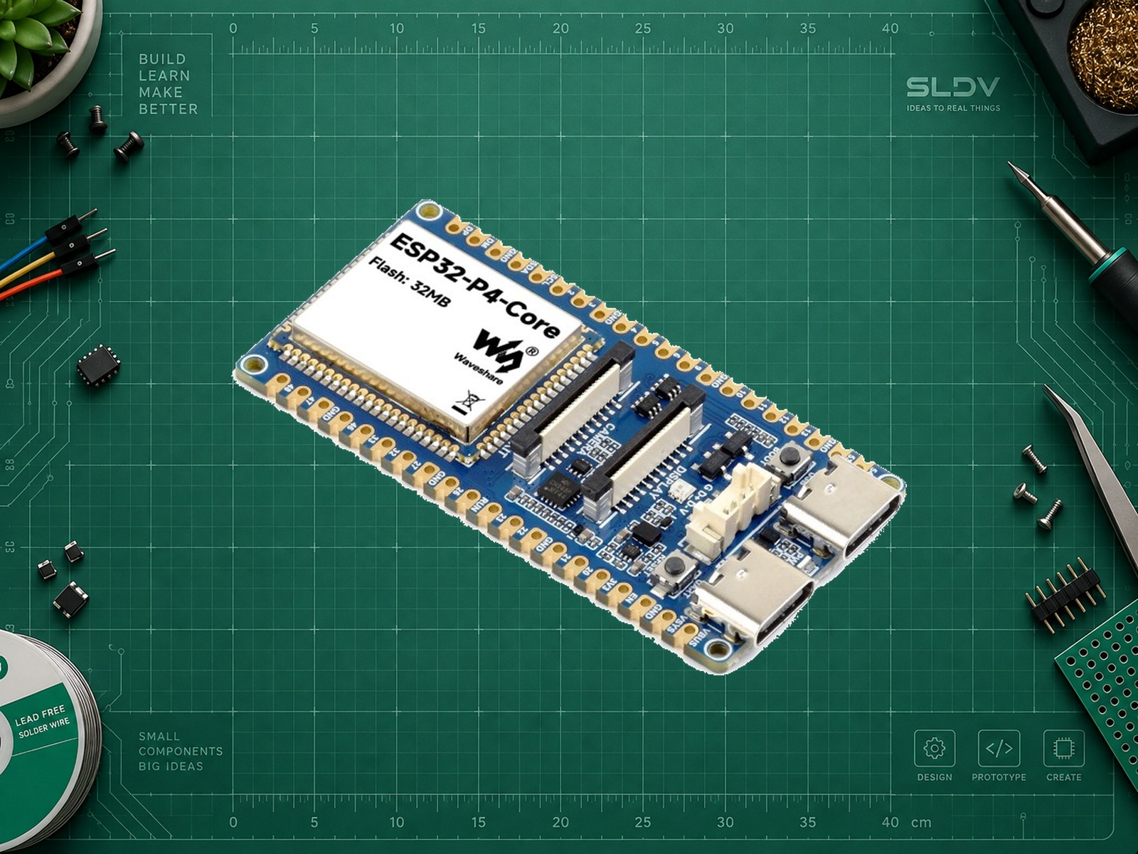 Waveshare ESP32-P4-Core-DEV-KIT — реальная фотография платы; варианты с гребёнками относятся к одной карточке