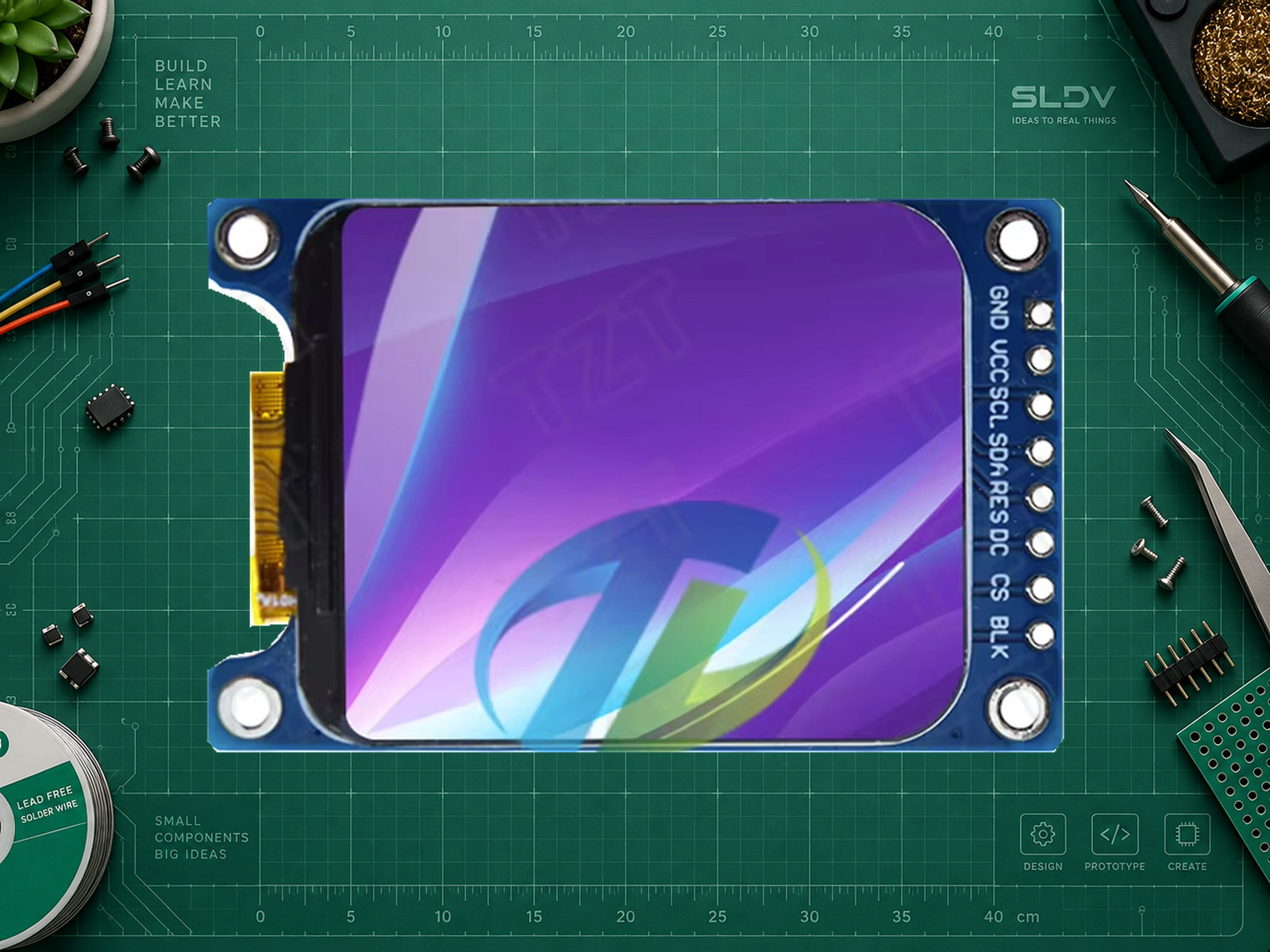 TFT 1.69″ ST7789 · 8P — реальный вид платы спереди.