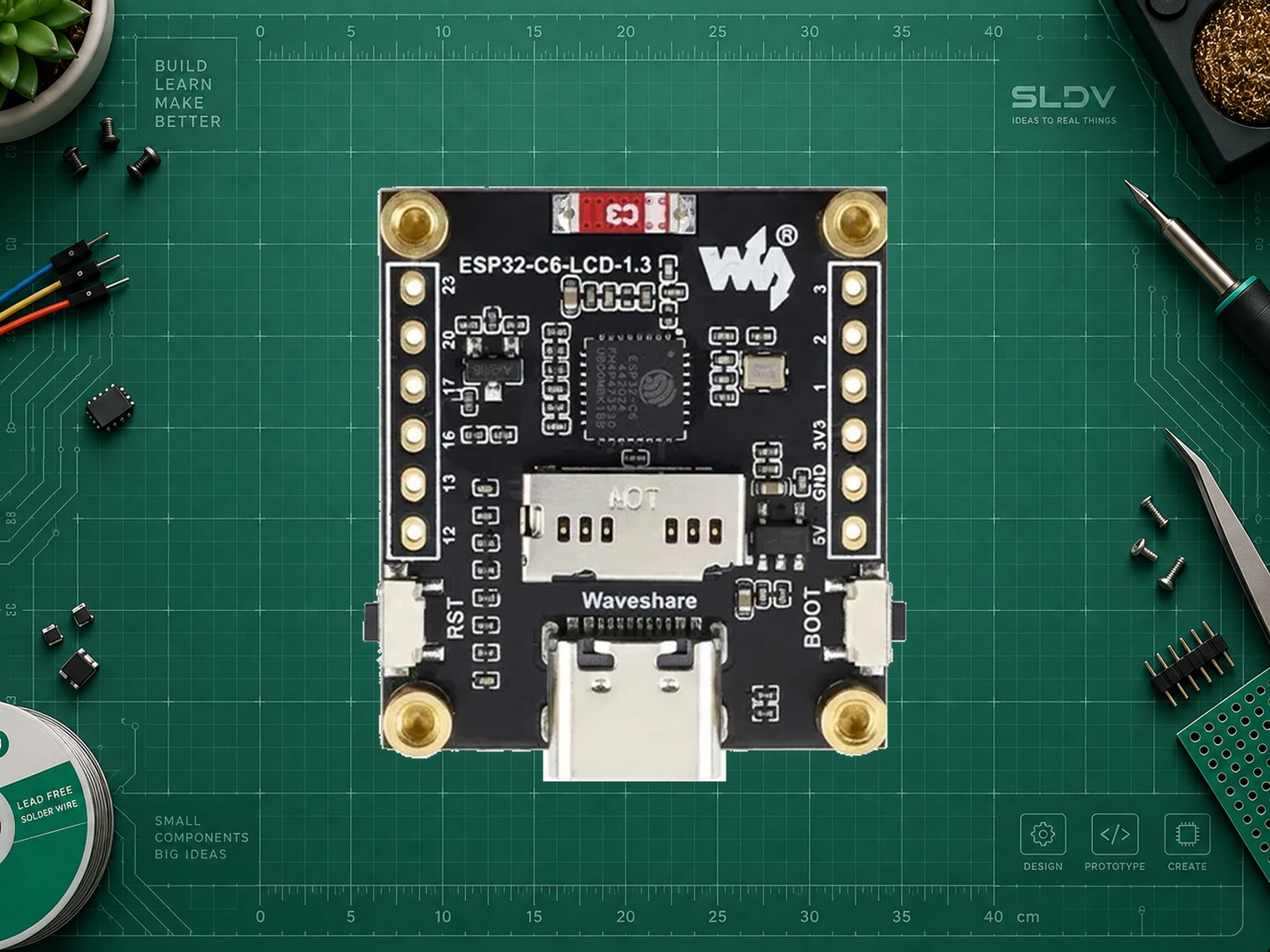Waveshare ESP32-C6-LCD-1.3 — плата, исходное изображение производителя