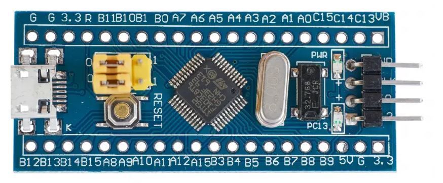 Плата Blue Pill с STM32F103C8T6, вид сверху