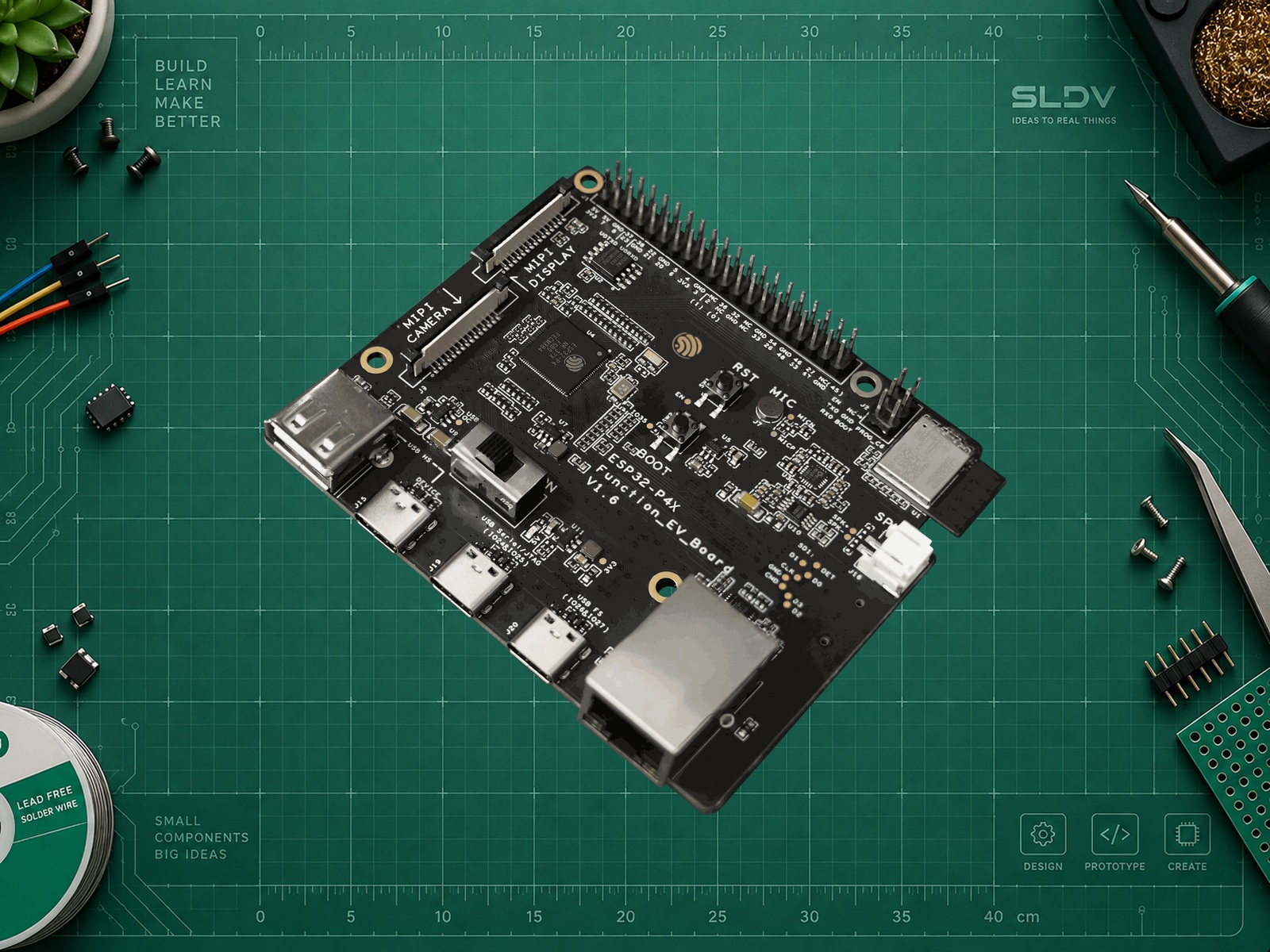 Espressif esp32-p4x-function-ev-board, официальная фотография платы