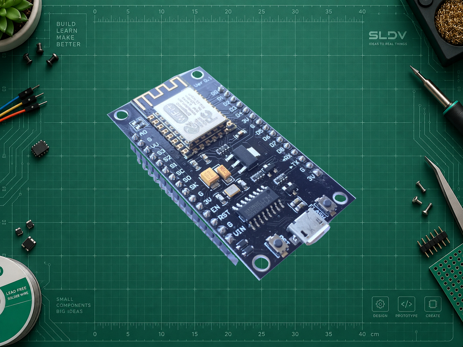 Совместимая NodeMCU ESP8266 с CH340G и маркировкой PCB Ver 0.1