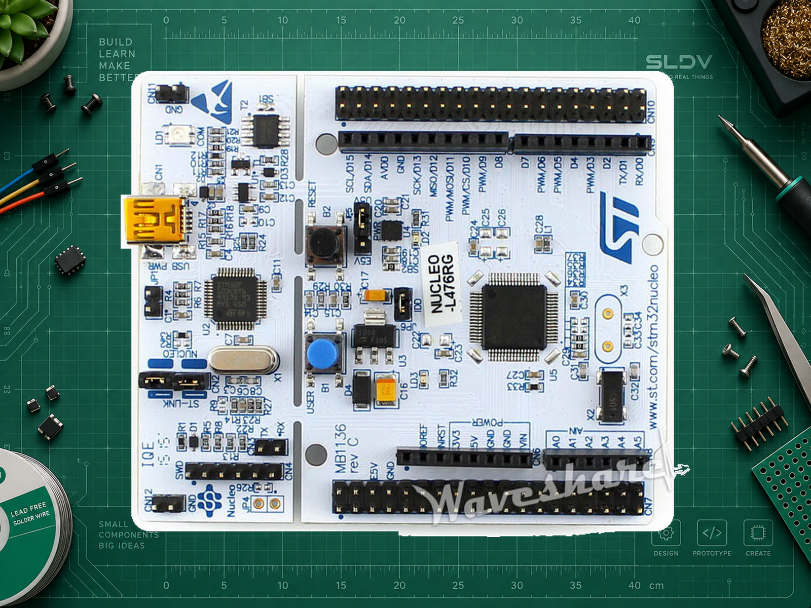 Реальная NUCLEO-L476RG MB1136 revC, фото продавца Waveshare; watermark сохранён.