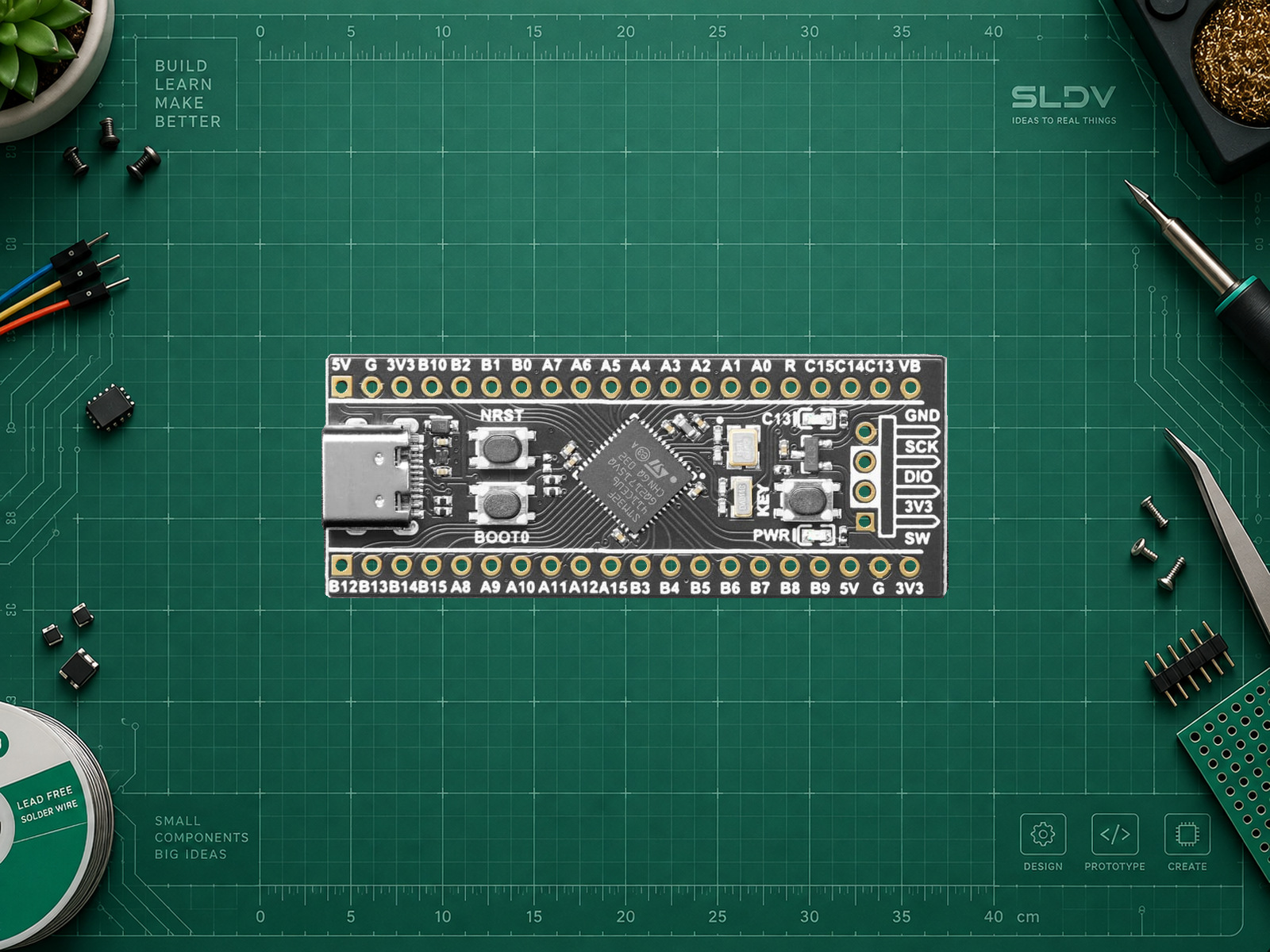 WeAct MiniF4 Black Pill V3.0 на STM32F411CEU6, USB-C слева