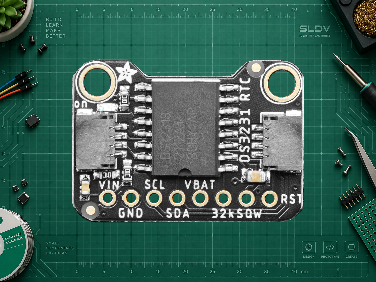 Adafruit DS3231 PID 5188 STEMMA QT, сторона микросхемы и контактов