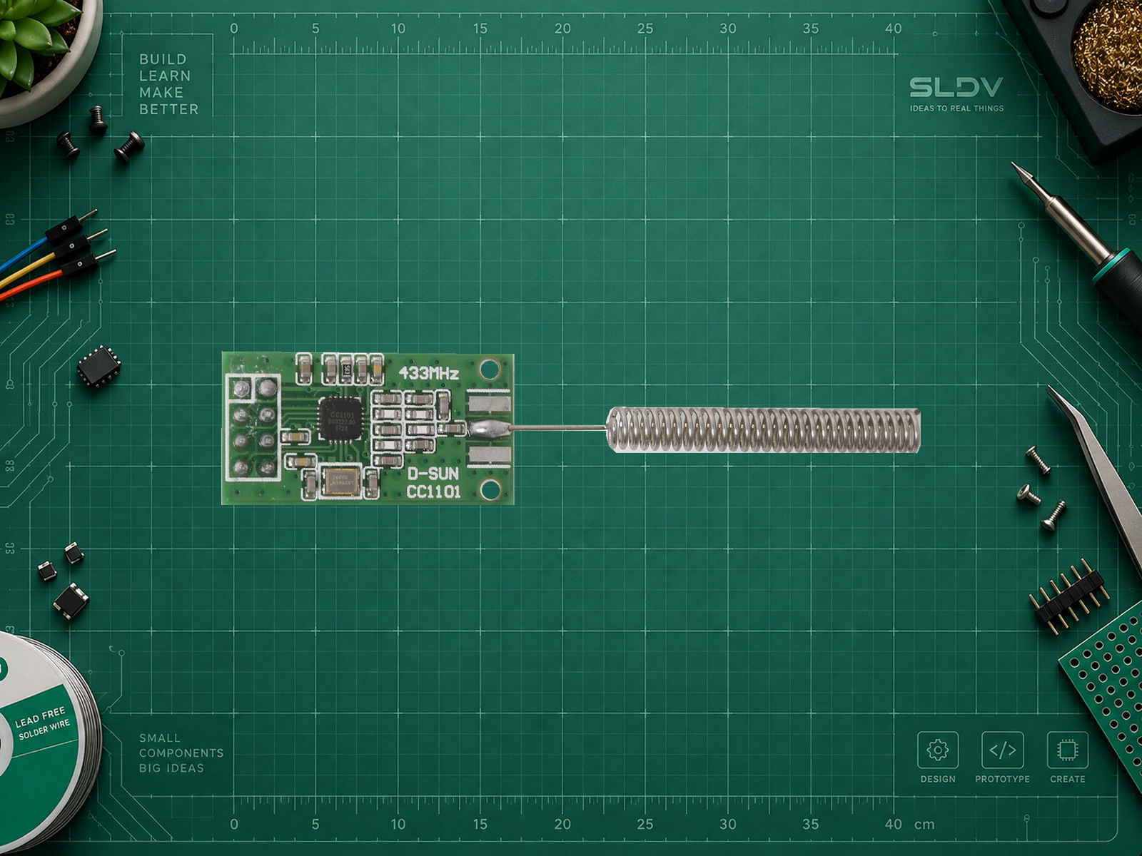 D-SUN CC1101 433MHz с припаянной пружинной антенной