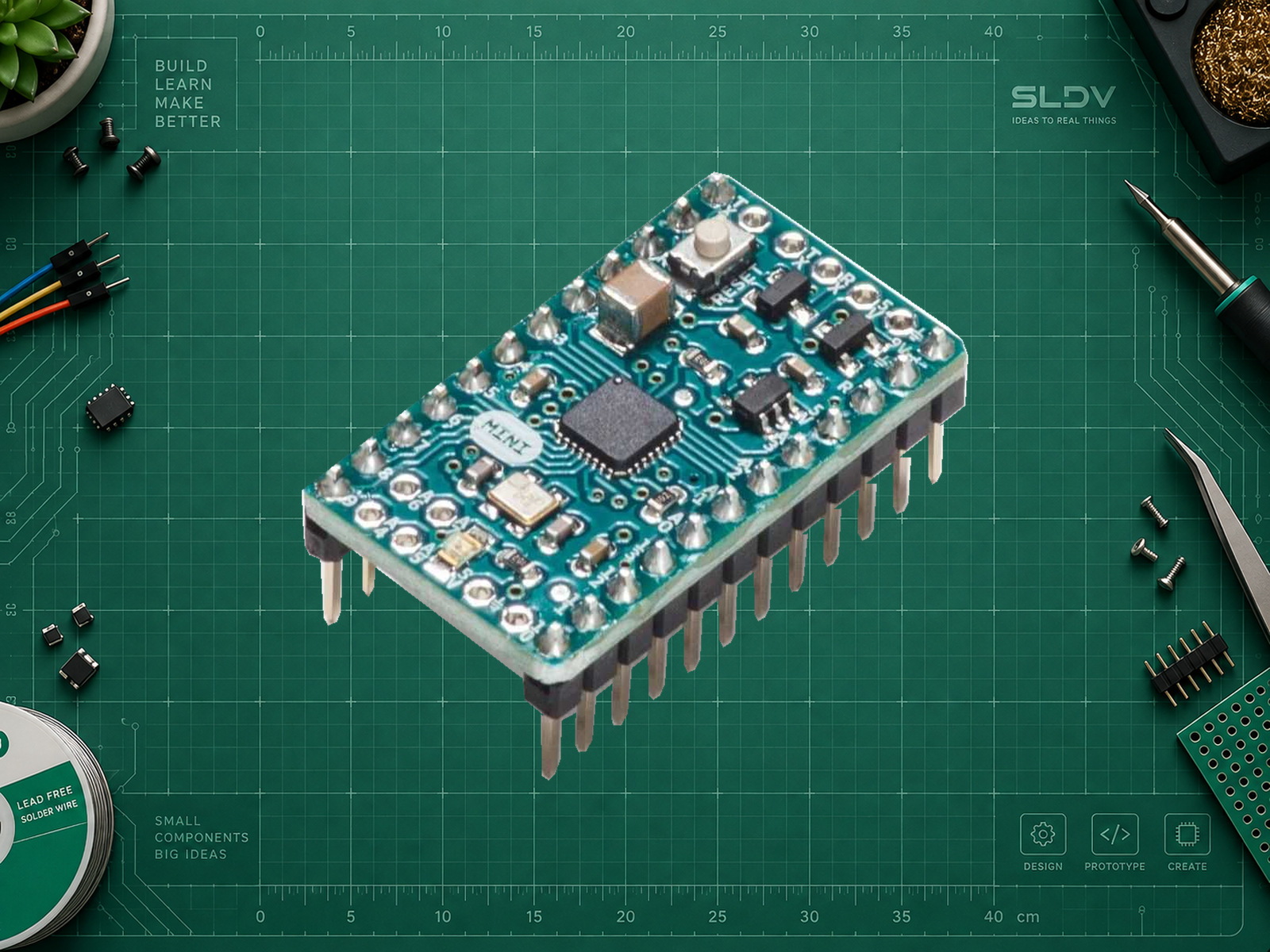 Оригинальная Arduino Mini 05 A000087 с ATmega328P и установленными гребёнками