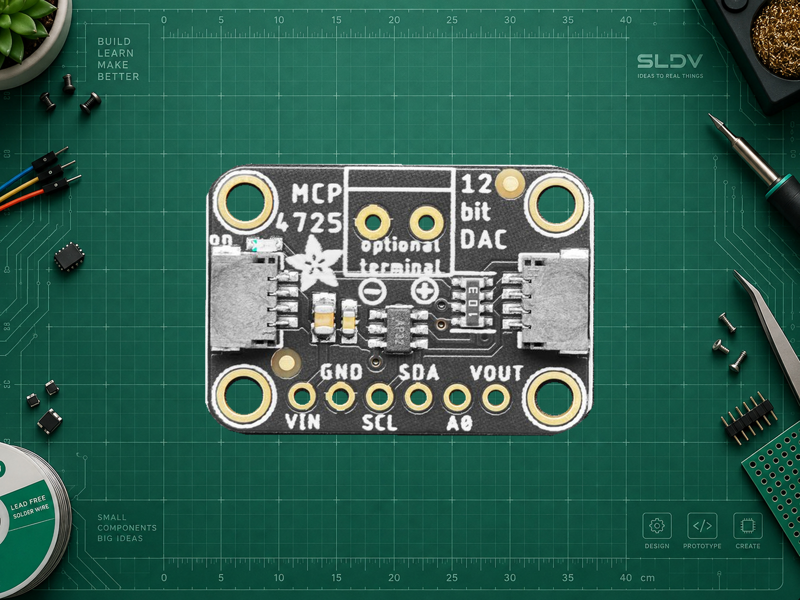 Adafruit MCP4725 PID 935 STEMMA QT, плата без отдельной гребёнки