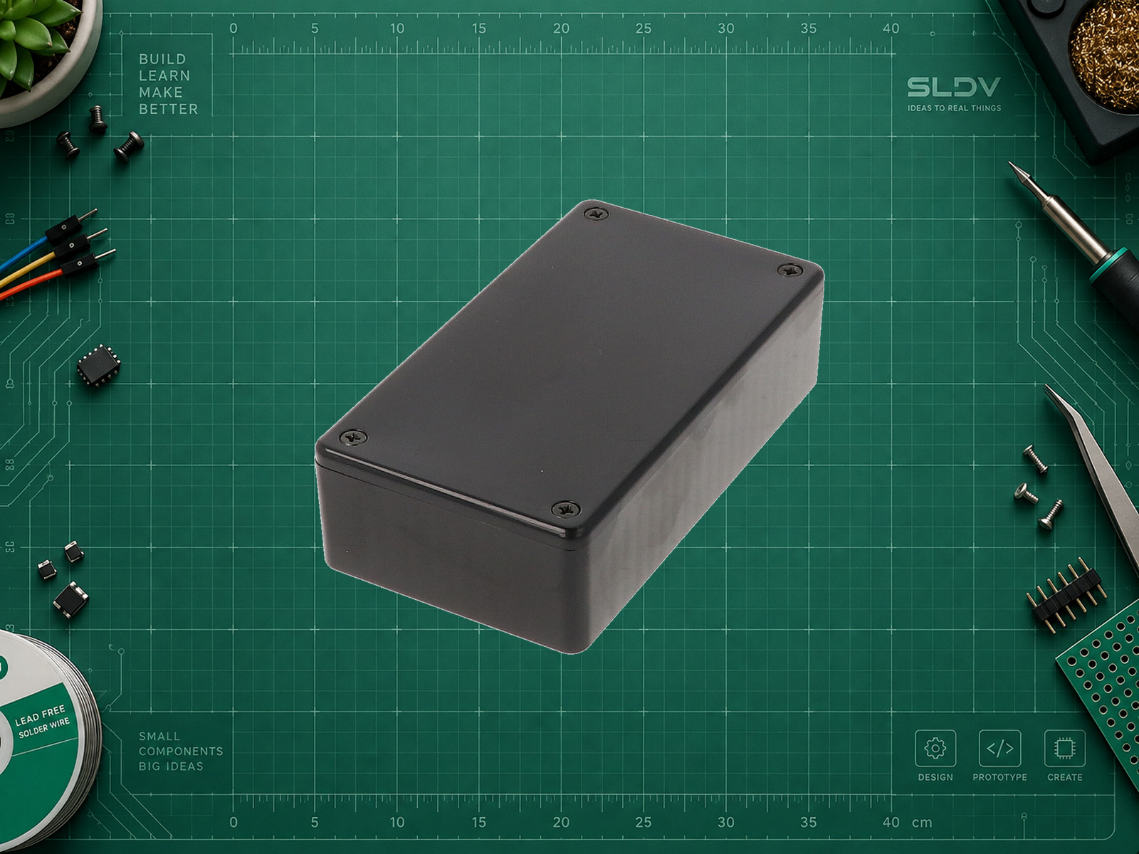 Закрытый корпус Hammond 1591BBK из чёрного ABS