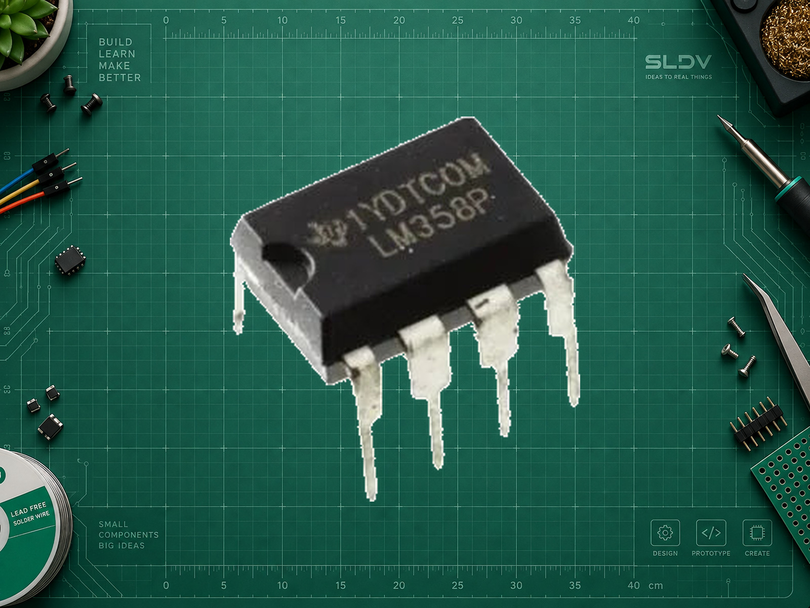 Микросхема с маркировкой TI LM358P в DIP-8